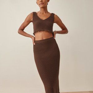 Reformation NWT Lieta Open Knit Two Piece, Size S